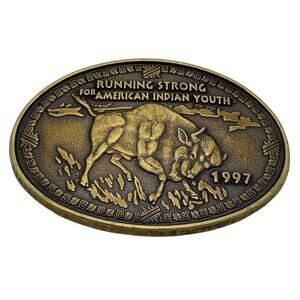 Running Strong Bison Buffalo Design For American Indian Youth Belt Buckle 1997